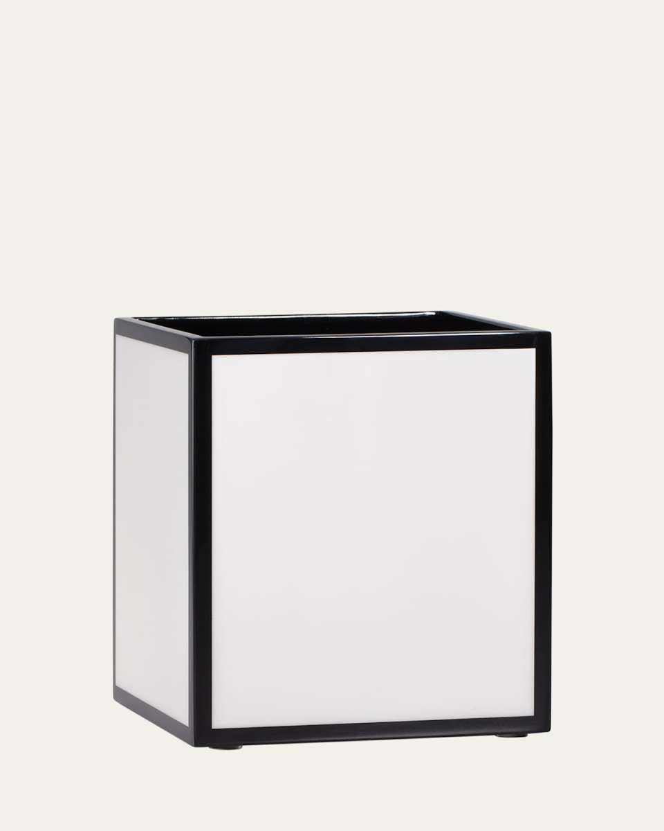 Shoji Lacquered Wood Wastebasket